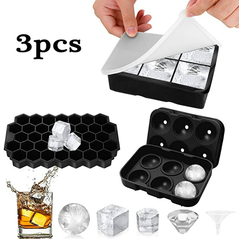 3Pcs Mini Silicone Ice Cube Trays for Freezer - Small Ice Cube Trays BPA  Free Ice Cube Trays Silicone Freezer Molds Silicone Ice Cube Molds Whiskey