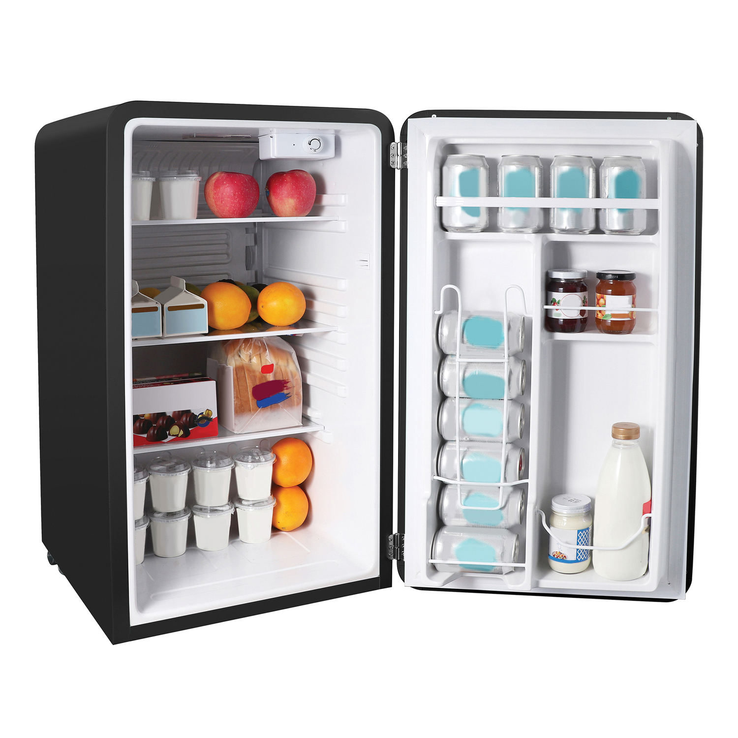 Magic Chef 0.7-cu. ft. 700-Watt Retro Countertop Microwave and 3.2-cu. ft. Energy-Star Certified Retro Mini Fridge Kit, Black