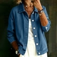 thumbnail image 2 of TGSLY Women's Fall Denim Jacket Lightweight Collared Button Down Jean Cardigan Coat Loose Casual Long Sleeve Solid Color Shacket Jacket S, 2 of 6