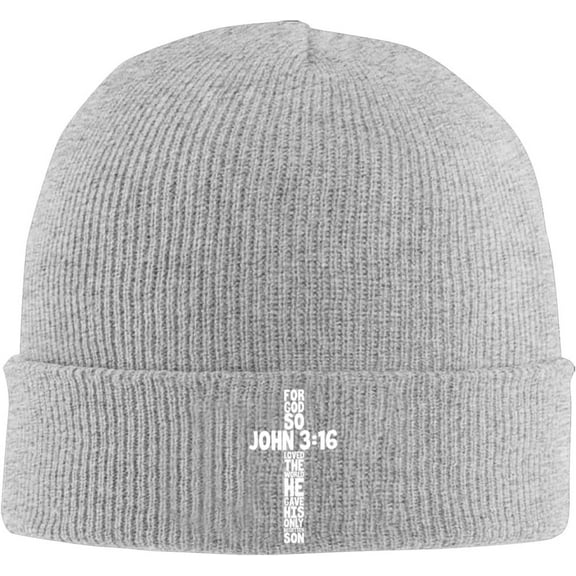 for God So Loved The World John 3：16 Christian Beanie Hat Women Men Knit Skull Cap Winter Knitted Hat Slouchy Hat Black