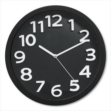 Victory Light Wall Clock with Raised Numerals and Silent Sweep Dial, 13" Overall Diameter, Black Case, Black Face, 1 AA (sold separately)