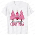 thumbnail image 1 of Camiseta rosa de árbol de Navidad para mujer, traje de fiesta de Navidad con gráfico divertido, ropa informal Harajuku para mujer, camisetas de manga corta con cuello redondo, 1 of 5