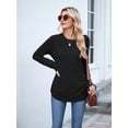 thumbnail image 6 of Womens Sweaters Long Sleeve Shirts Fall Fashion Trendy Tops Ruched Outfits Winter Clothing Black XL, 6 of 9