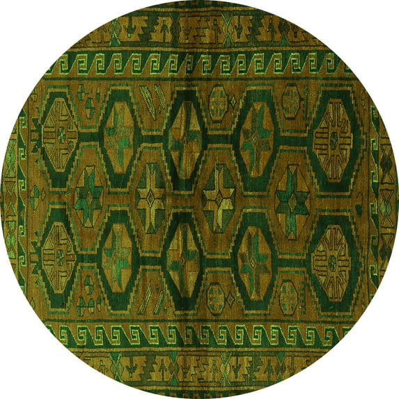 Ahgly Company Indoor Round Persian Green Traditional Area Rugs, 6' Round