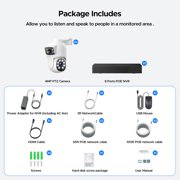 TOGUARD SC52 Wired Security Camera System Outdoor with 500G Hard Drive 4K 8CH CCTV NVR 4Pcs 1080P Dual Lens PTZ POE Dome Surveillance Cameras HDMI Connector