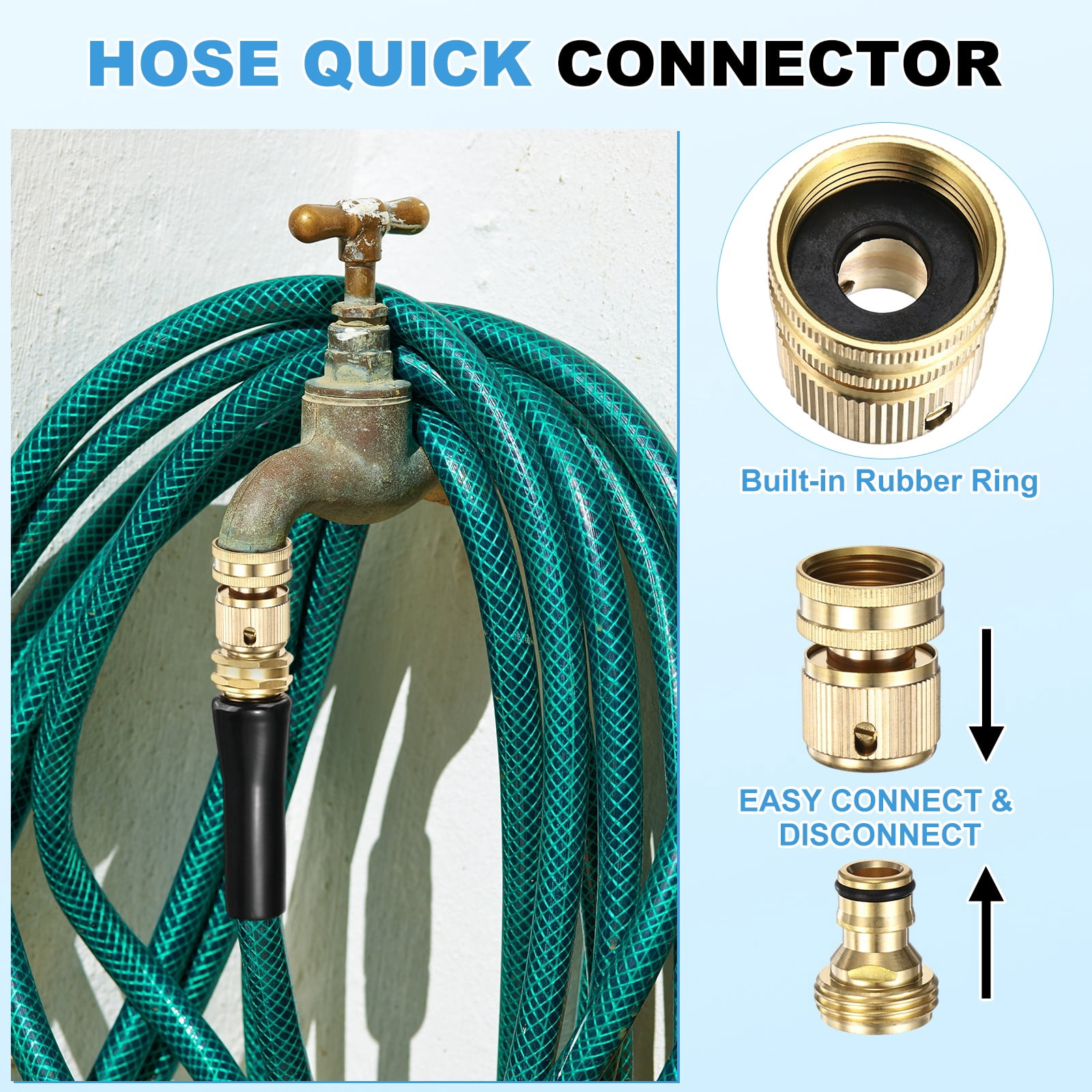 4 Set Garden Hose Quick-Connect, 3/4 Inch GHT Solid Brass Water Hose Fitting