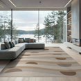 thumbnail image 2 of ODIKA 6'x9' Cream Beige Seaglass Waves and Circles Washable Area Rug Handwoven Modern Motif for Queen Size Bedroom, Under Bed, Master Suite, Easy Care, Non-Shedding, 2 of 7