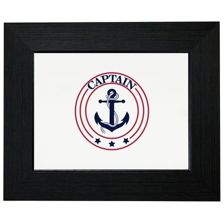 Captain -Classic With Anchor - Sailboat Boating Framed Print Poster Wall or Desk Mount Options
