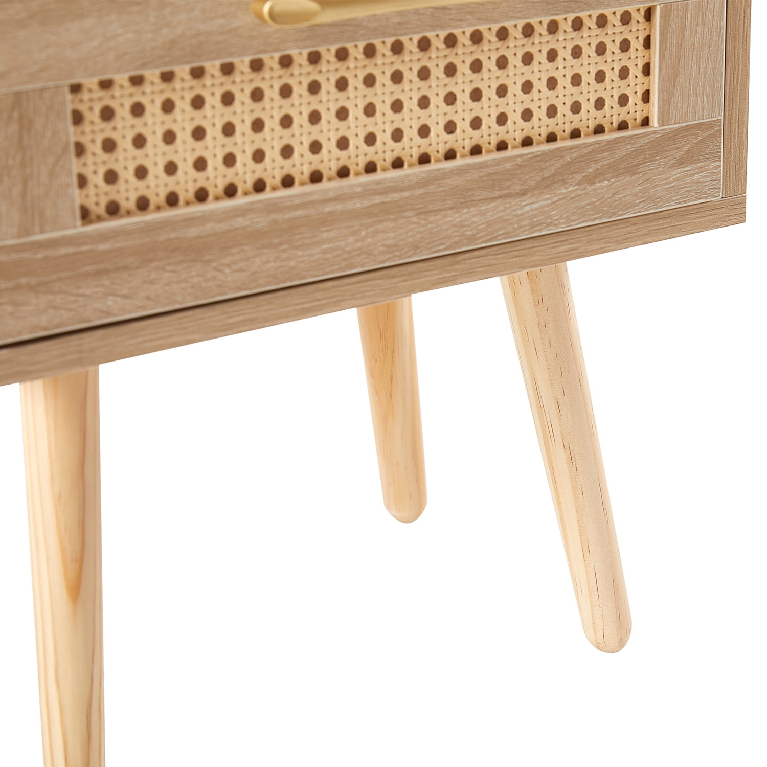 Kadyn Rattan Bedside Table, 15.75" Night Stand with Drawer and Solid Wood Legs, Modern Wood Nightstand for Bedroom, Natural Kadyn Rattan Bedside Table, 15.75" Night Stand with Drawer and Solid Wood Legs, Modern Wood Nightstand for Bedroom, Natural