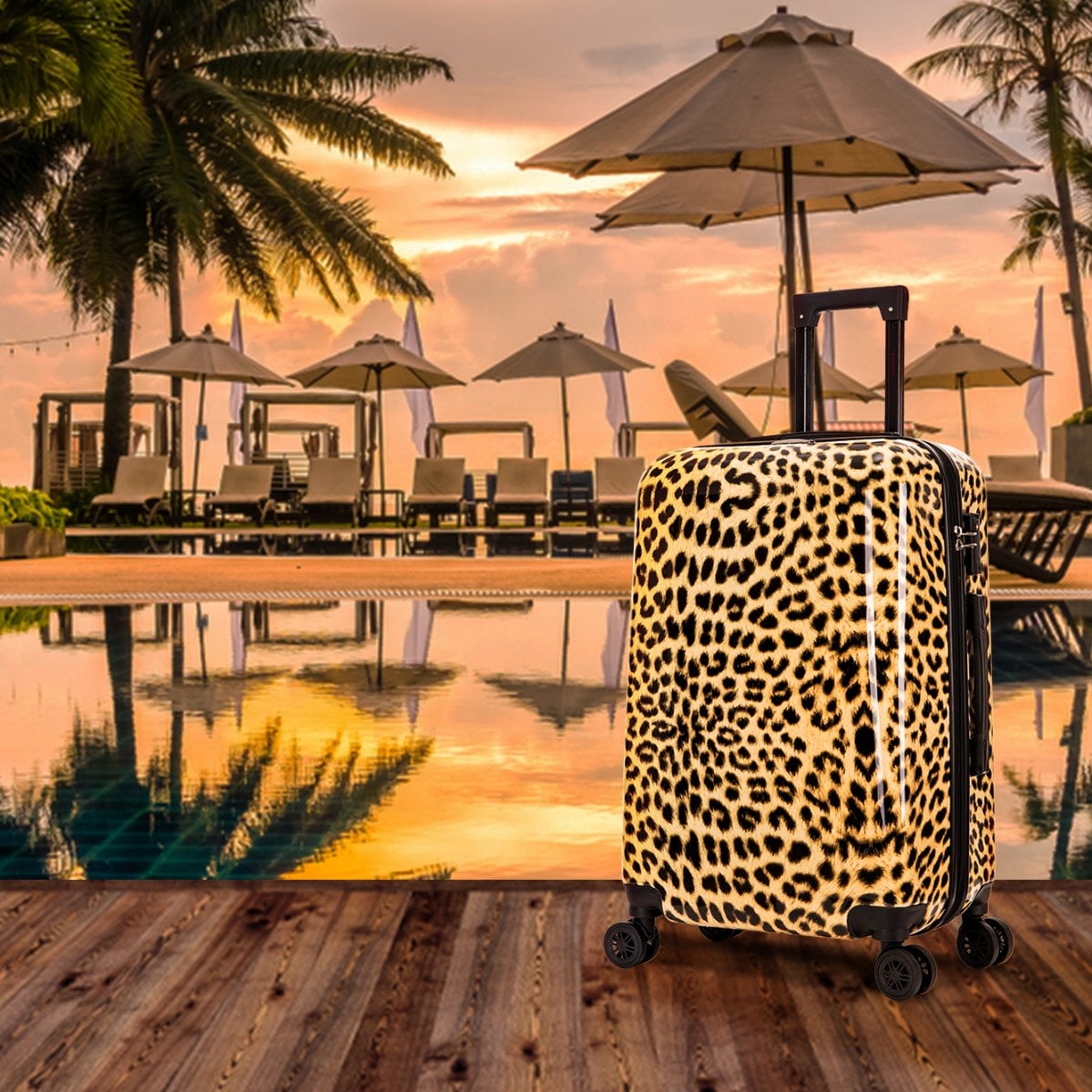 InUSA Print 28" Hardside Lightweight Luggage with Spinner Wheels, Handle and Trolley, Cheetah