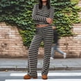 thumbnail image 6 of CHUMUD Two Piece Sets for Women Pants Set Summer Vacation Outfits Long Sleeve Button Tops Trousers Lounge Matching Sets Striped Fashion Clothes Casual Going Out, 6 of 6