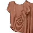 thumbnail image 4 of Wenini Women’s Solid Color Short Sleeve Casual Loungewear Set with Draped Top Loose Skirt Plus Size Pajama Set, 4 of 5