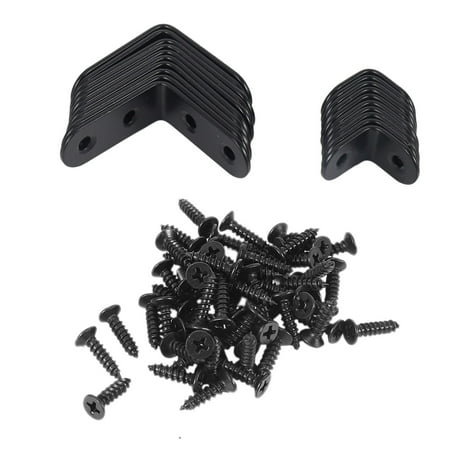 

20 pcs Black L Brackets 90 Degree Angle Stainless Steel Joint Bracket Fastener for Wood Chair Bookshelf Board Window Furniture Cabinet(10Pcs-40Mm/10Pcs-20Mm)