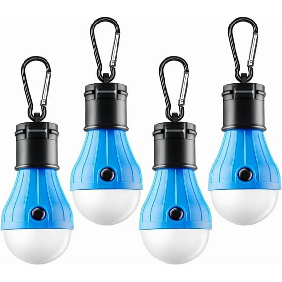 Tent Lamp Portable LED Tent Lights Blue 4 Packs Hook Hurricane Emergency Lights LED Camping Lights Bulb Camping Tent Lanterns Camping Equipment for Camping Hiking Backpacking Fishing Outage