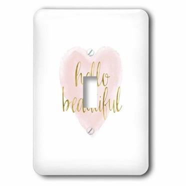 3dRose Pink Gold Hello Beautiful Heart - Single Toggle Switch