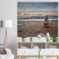 thumbnail image 3 of Designart 'Stones Balance on Sandy Beach' Seashore Print on Natural Pine Wood, 3 of 5