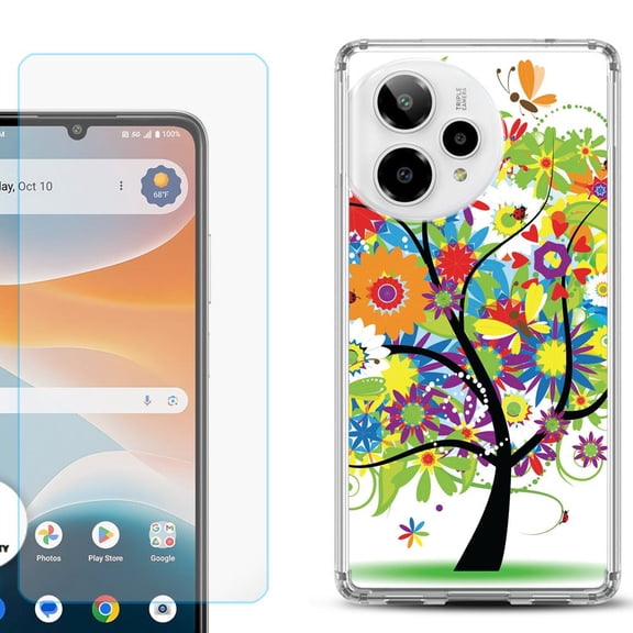 Phone Case for Cricket Icon Pro 2026, with Screen Protector, by OneToughShield - Colorful Tree