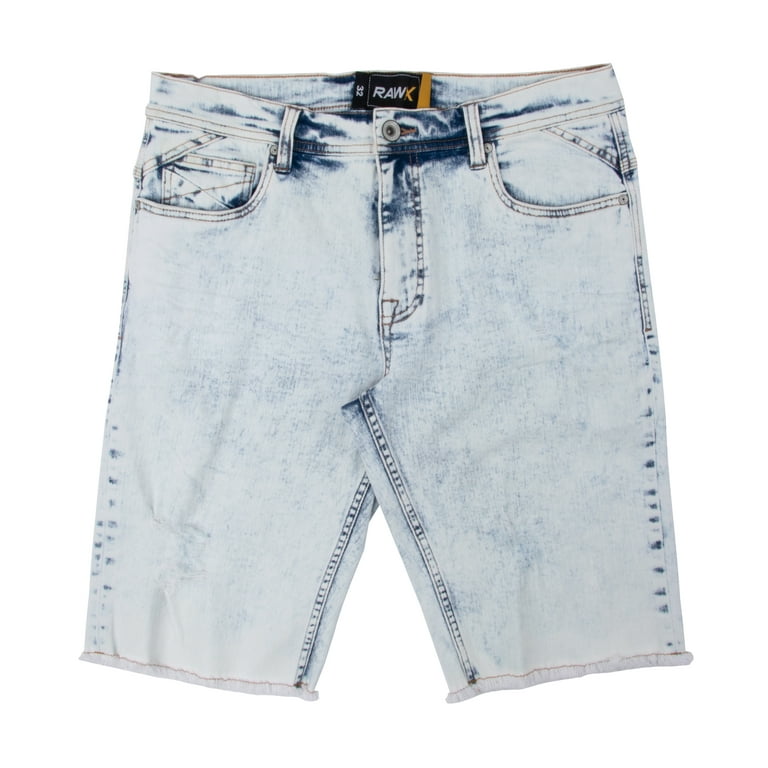 Raw X Men's Denim Shorts, Rips Distress Frayed Cut Off Slim Fit Jeans Short  In Bleach Size 36 : Target