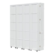 Mintazer Queen Murphy Bed with Pull-Out Storage Cabinets, Modern Foldable Wall Bed with Storage Doors for Bedroom Apartment Guest Room, White