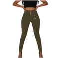 thumbnail image 5 of hlysgo Womens Jeggings Pants High Elastic Waist Casual Stretch Pant Fashion Business Officewear Trousers with Pockets Army Green,M, 5 of 6