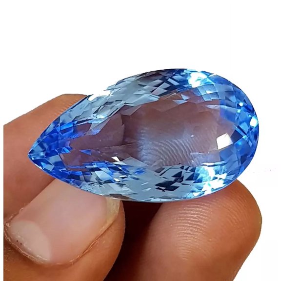 51.00 to 55.00 Ct Bright Blue Swiss Blue Topaz Glass Filled Stone Loose Gemstone