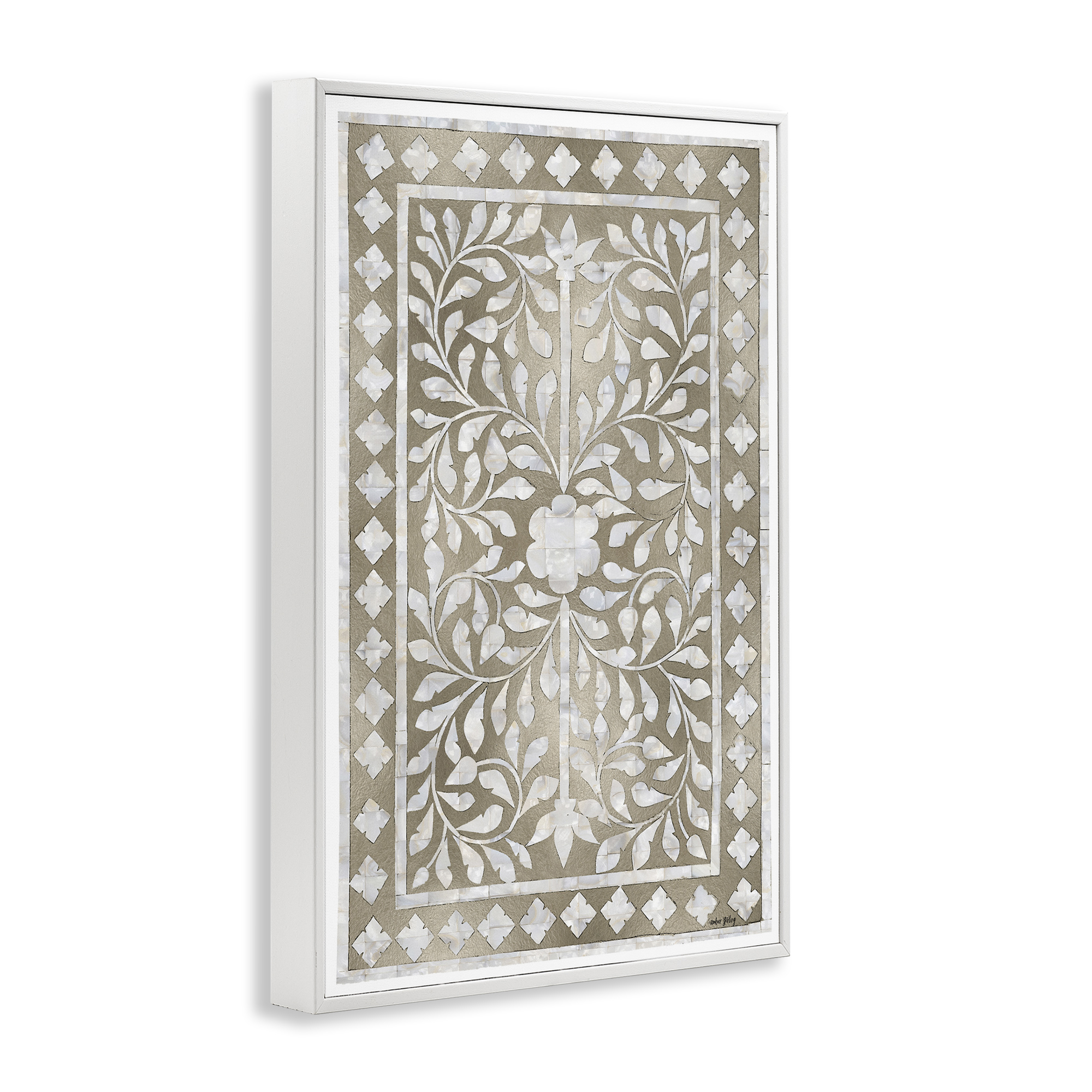 Stupell Industries Arabesque Bohemian Pattern Botanical & Floral Painting White Framed Art Print Wall Art, 16 x 24