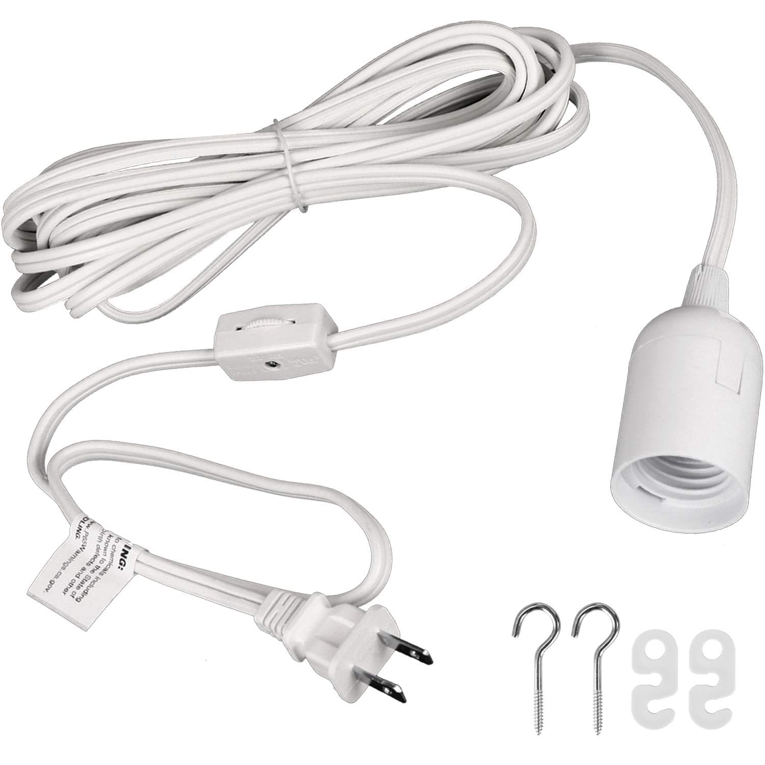 11FT, UL Listed, White Single Socket Pendant Light Cord Kit for Lanterns