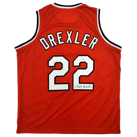 Portland Trail Blazers Clyde Drexler Autographed Red Jersey JSA 197000