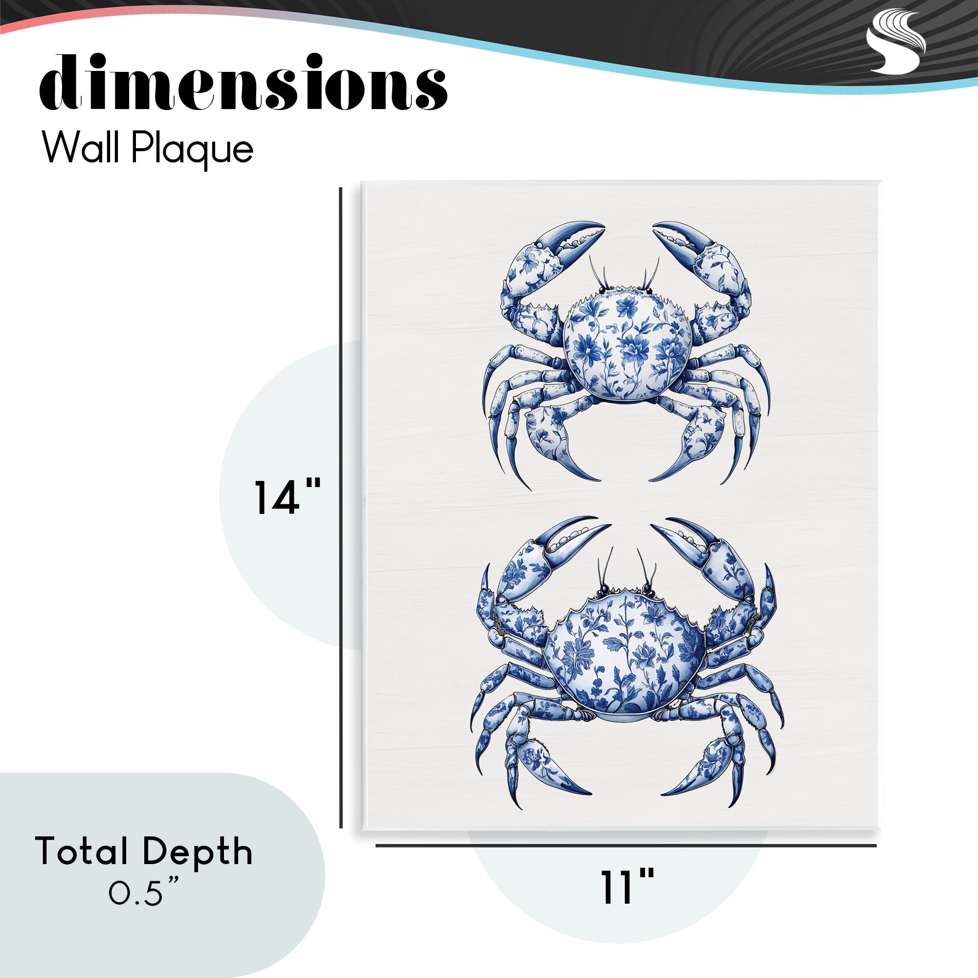 Vintage Toile Crabs Wall Plaque Art, design by Lettered and Lined