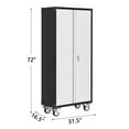 thumbnail image 2 of Armoire de Rangement en Métal de 72 Pouces sur Roulettes Verrouillable, Organisateur Roulant en Acier Robuste à 4 Tablettes avec Portes Magnétiques, Garage Bureau à Domicile, Gris Pâle, 2 of 7
