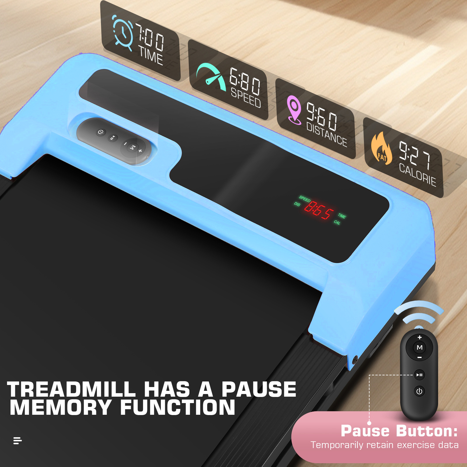 Walking Pad treadmill with Shock-absorbing Rubber,2 in 1 Under Desk Treadmill with Remote Control,300lbs Portable Treadmill with 3 Custom Modes for Home/Office