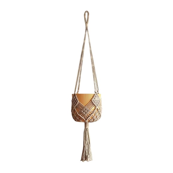 Hanging Basket Holder,Bohemian Style Flower Basket with Exquisite Tassel,35 Inch Indoor Outdoor Hanging Planter Basket,Hanging Hand Woven Planters for Indoor Balcony and Garden
