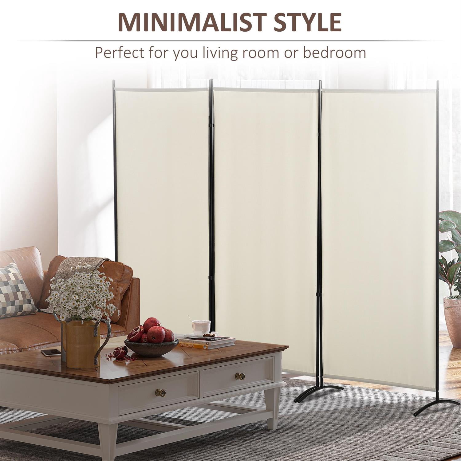 Demi Bonn 3 Panel Room Divider, 6' Indoor Privacy Screen for Home, Beige