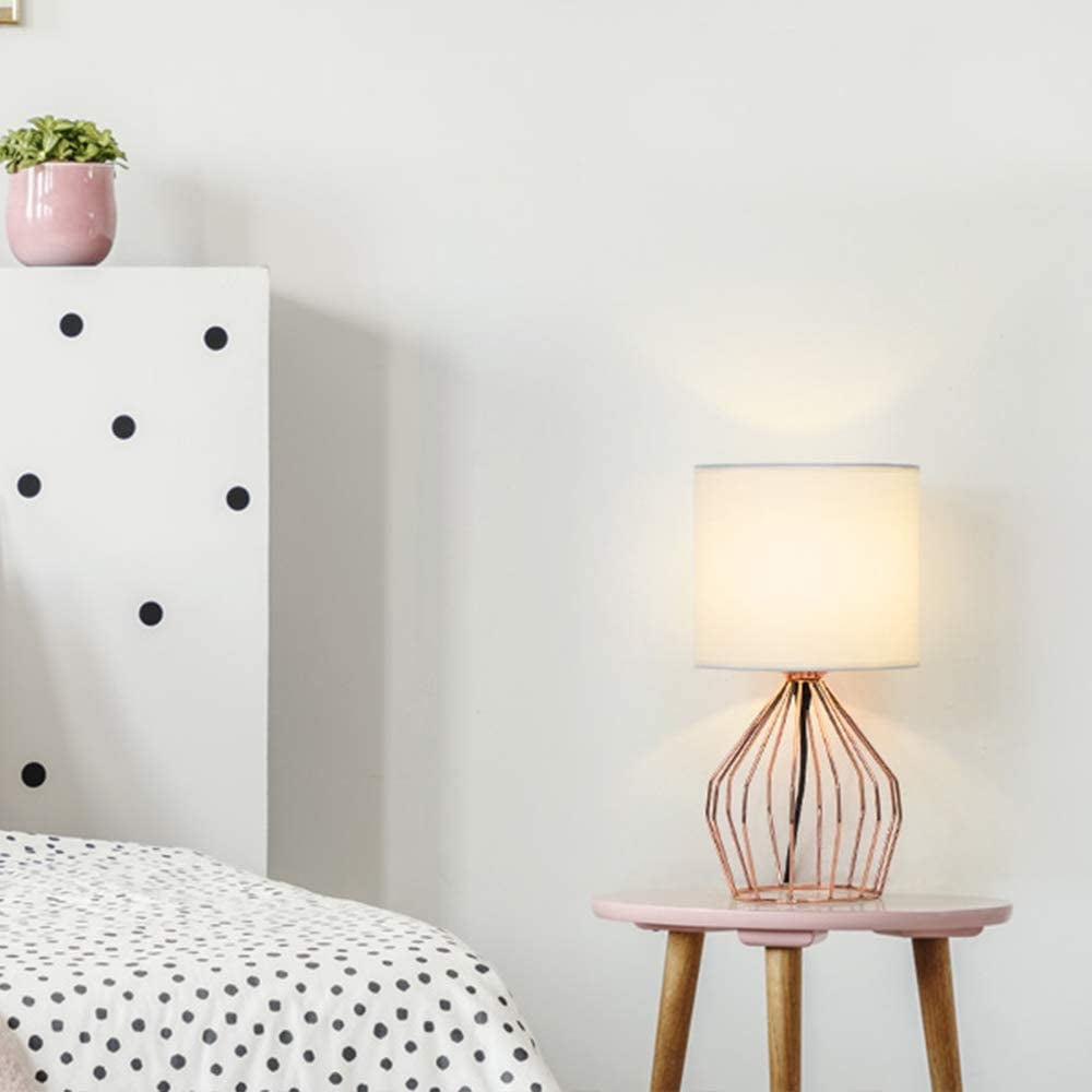 Haitral Rose Gold Bedside Table Lamp Modern Style Golden Hollowed Out