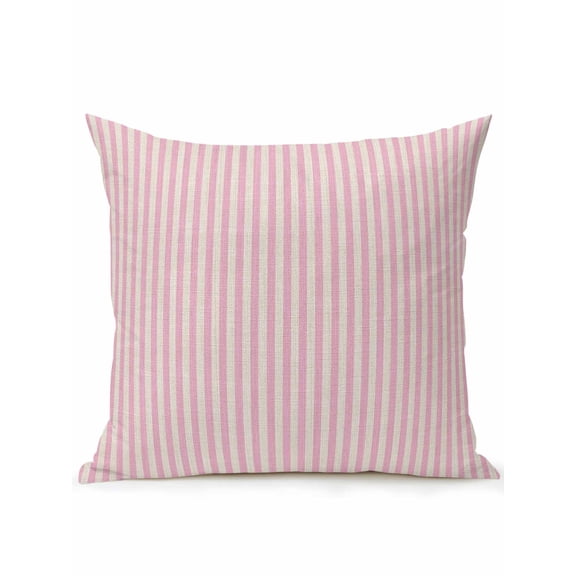 Waterproof Outdoor Throw Pillows with Inserts 16"x16", Pink Striped Soft Decorative Pillowcases for Couch Bedroom, Modern Simple Farmhouse Beige Vintage Pillow Covers for Sofa Living Room