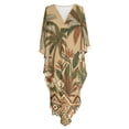 thumbnail image 5 of SEANATIVE Women Plus Size Kaftan Dress Loose Caftan Beach Cover Up Maxi Dress Swimsuit Coverup Soft Breathable Bathing Suit Coverups for Beach Vacation, Hawaii Palm Tree Hibiscus Flower Beige, 5 of 7