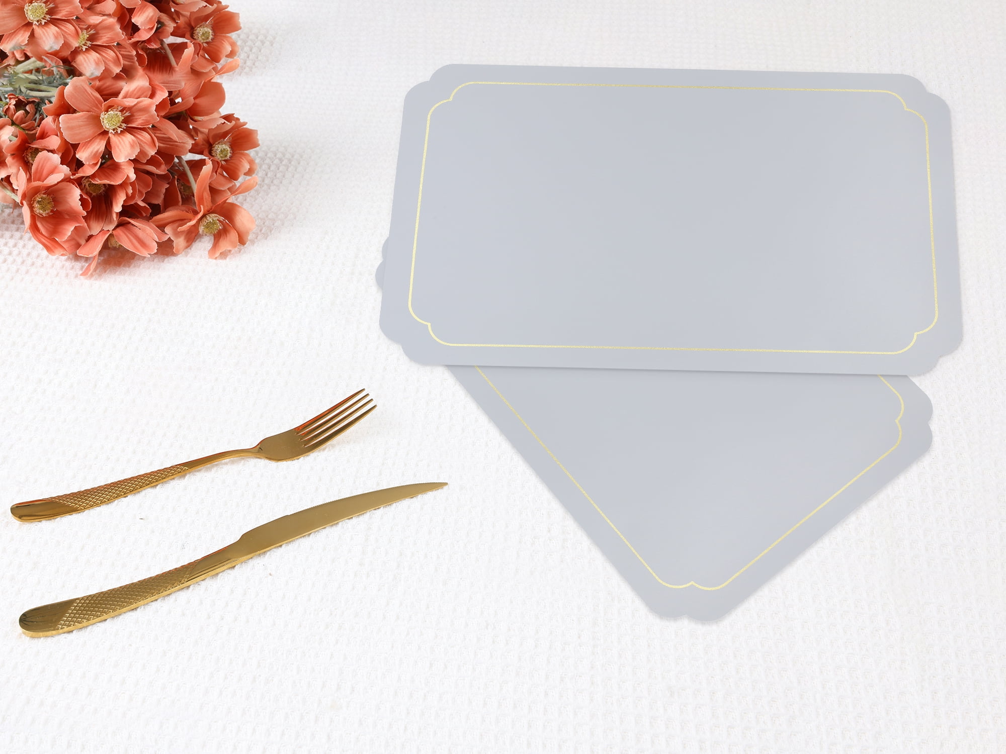 Unique Bargains Placemats Leather Placemats for Kitchen Dining Table Brown Gray 18x12in