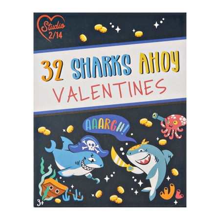 Way To Celebrate Valentine's Day Cards, Sharks Ahoy, 32 Count
