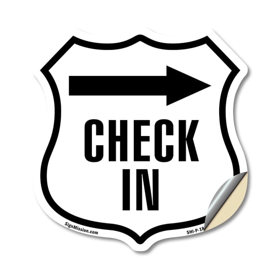 Check-In Right (5 Pack) 4 inch X 4 inch Shield Shaped Heavy Duty 3.2 mil Vinyl Decals Weather Resistant Made in the USA