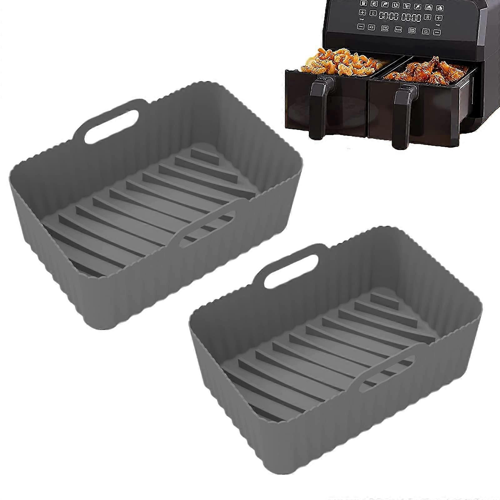 2PCS Silicone Air Fryer Liners for Ninja Foodi Dual(Grey)