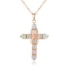 18K Rose Gold Plating & White Fire Opal Cross Necklace