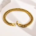 thumbnail image 6 of Stylish Double Curb Chain Bracelets for Men Boys,8/10/12/15mm 14K Yellow Gold Miami Link Wristband,Punk Jewelry Gifts, 6 of 7