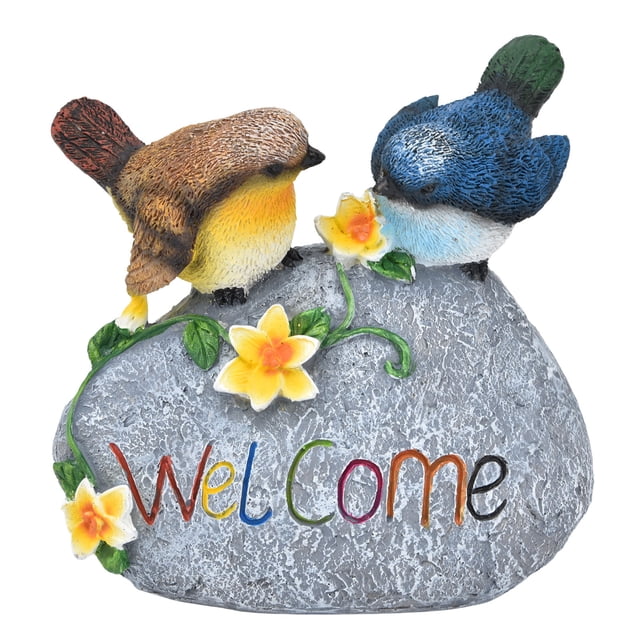 Señal de bienvenida de Birdy, decoración de jardín de pájaros, adornos de resina, decoración de jardín de pájaros, confiable y duradera
