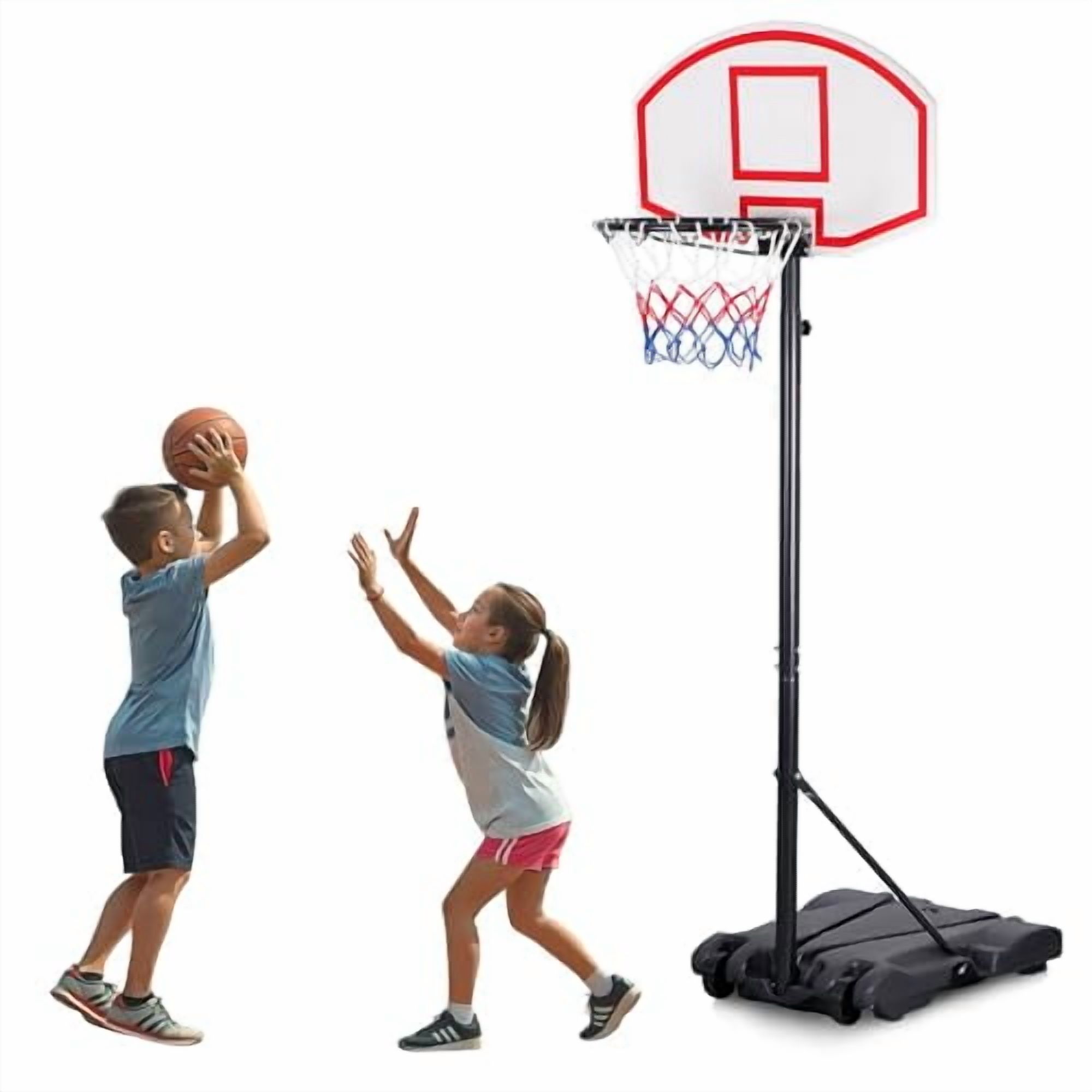 Portable Basketball Hoop, 5.8-7FT Height Adjustable Outdoor Goal System,Weather-Resistant, for Kids Youth,Adults in Backyard/Driveway/Indoor