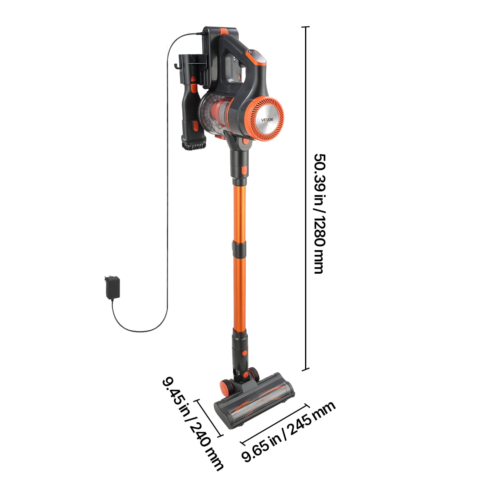 VEVOR Cordless Vacuum Cleaner, 40KPA Max Suction, Rechargeable Anti-Tangle Stick Vacuum with LED Display Screen, Lightweight Handheld Vac with 47mins Runtime for Home, Carpet, Pet Hair, Hard Floor