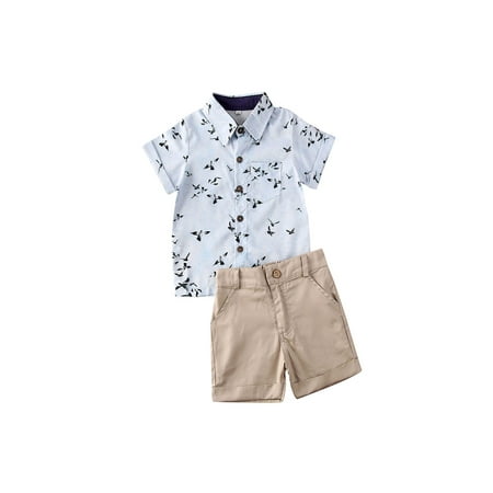 

Newborn Baby Boy Outfit Short Sleeve Sea Gull Print Shirt Tops Shorts Pants Summer Clothes Set