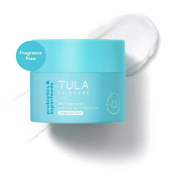 TULA Skin Care 24-7 Hydrating Day & Night Cream Fragrance Free - Nourishing Moisturizer for Face, Maintain Skin Balance & Improve Skin Smoothness, Contains Watermelon & Apple Extract, 1.5 oz.