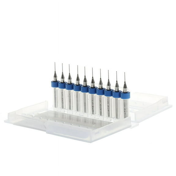 ZPAQI New 10Pc 0.5mm Tip 1/8" Shank Spiral Flute Tungsten Carbide Micro PCB Drill Bits