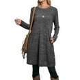 thumbnail image 2 of Pudcoco Ladies Dress Button Decoration Long Sleeve Round Neck Design Dress, 2 of 9