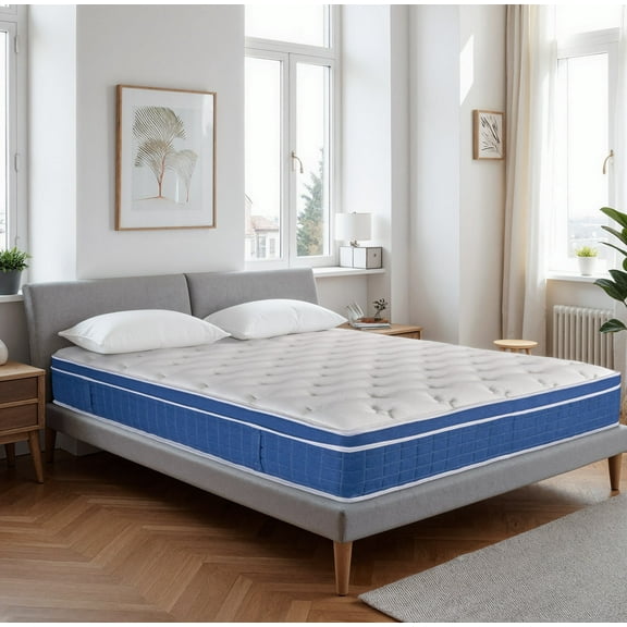 King Mattress, 12 Inch Hybrid Mattress, Gel Memory Foam & Pocket Spring King Bed Mattress in a Box, Medium Feel, Cooler Sleep & Pressure Relief, 80"*76", White&Gray